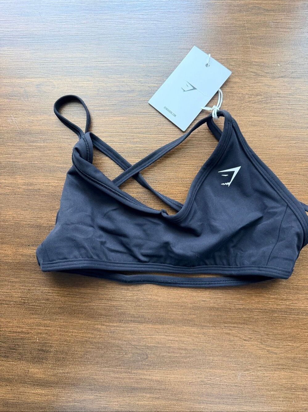 Gymshark Back Gains Sports Bra Black Light Support Size XS Extra Small Crop NEW